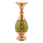 گلدان صراحی مس و خاتم کاری شالدار 25 سانت - Image 2