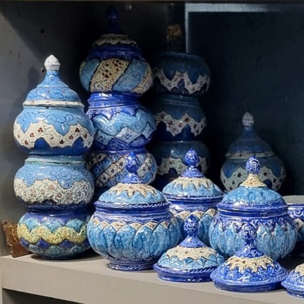 قندان میناکاری مسی به همراه پلکسی مشبک - Image 3