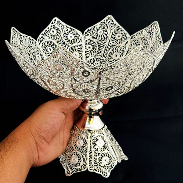 ظروف ملیله کاری کاسه تاجی میوه خوری - Image 3