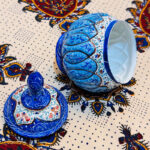 قندان  مسی میناکاری اصفهان 14 سانتی - Image 5