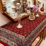 رومیزی قلمکار زمینه قرمز 160در240 سانتیمتری اعلاء