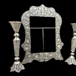 قاب آینه ملیله کاری مستطیلی شماره چهار و شمعدان تک سر کوچیک - Image 5