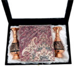 ست هدیه  اداری ترمه و گلدان مسی مدل الماس تراش - Image 2