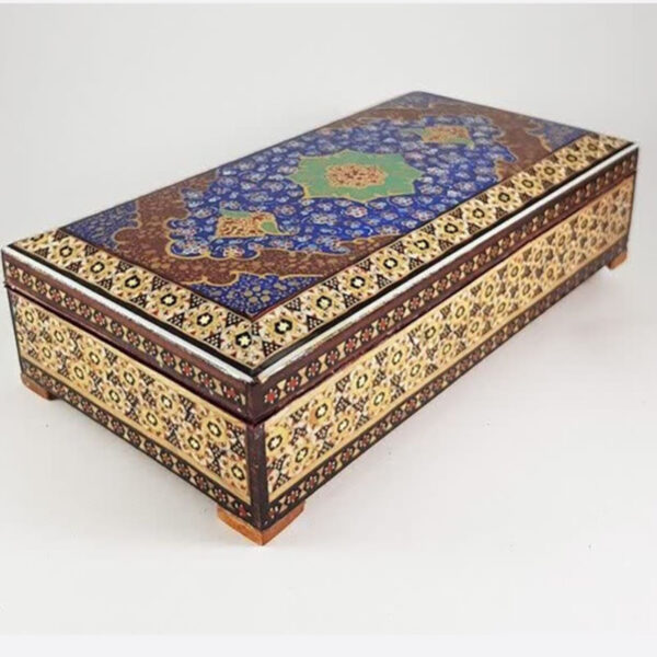 جعبه خاتم کاری مدل تذهیب خاتم استخونی - Image 2