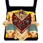 ست اداری رومیزی قلمکار و گلدان مس و فیروزه 20سانتی - Image 3
