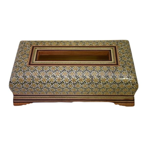 پک هدیه جفت گلدان و جعبه دستمال خاتم کاری - Image 4