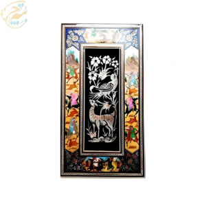 تابلو قلمزنی رومیزی با قاب خاتم کاری چوگان 20در35