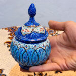 قندان  مسی میناکاری اصفهان 14 سانتی - Image 4