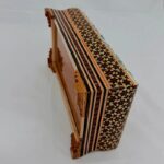 ست جعبه دستمال کاغذی و سطل  خاتم کاری مدل گل و مرغ  چوبی - Image 9