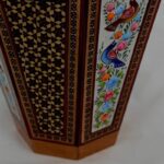 ست جعبه دستمال کاغذی و سطل  خاتم کاری مدل گل و مرغ  چوبی - Image 4
