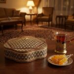 شکلات خوری خاتم کاری مدل پره وار مشکی