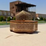 شکلات خوری خاتم کاری چوبی طرح گلی پره وارو قطر ۱۷ - Image 5