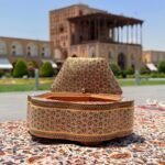 شکلات خوری خاتم کاری چوبی طرح گلی پره وارو قطر ۱۹ - Image 3