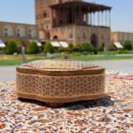 شکلات خوری خاتم کاری چوبی طرح گلی پره وارو قطر ۱۹ - Image 6