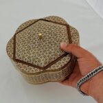شکلات خوری خاتم کاری چوبی طرح گلی پره وارو قطر ۱۹ - Image 7