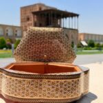 شکلات خوری خاتم کاری چوبی طرح گلی پره وارو قطر21 - Image 8