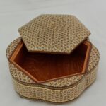 شکلات خوری خاتم کاری چوبی طرح گلی پره وارو قطر21 - Image 6