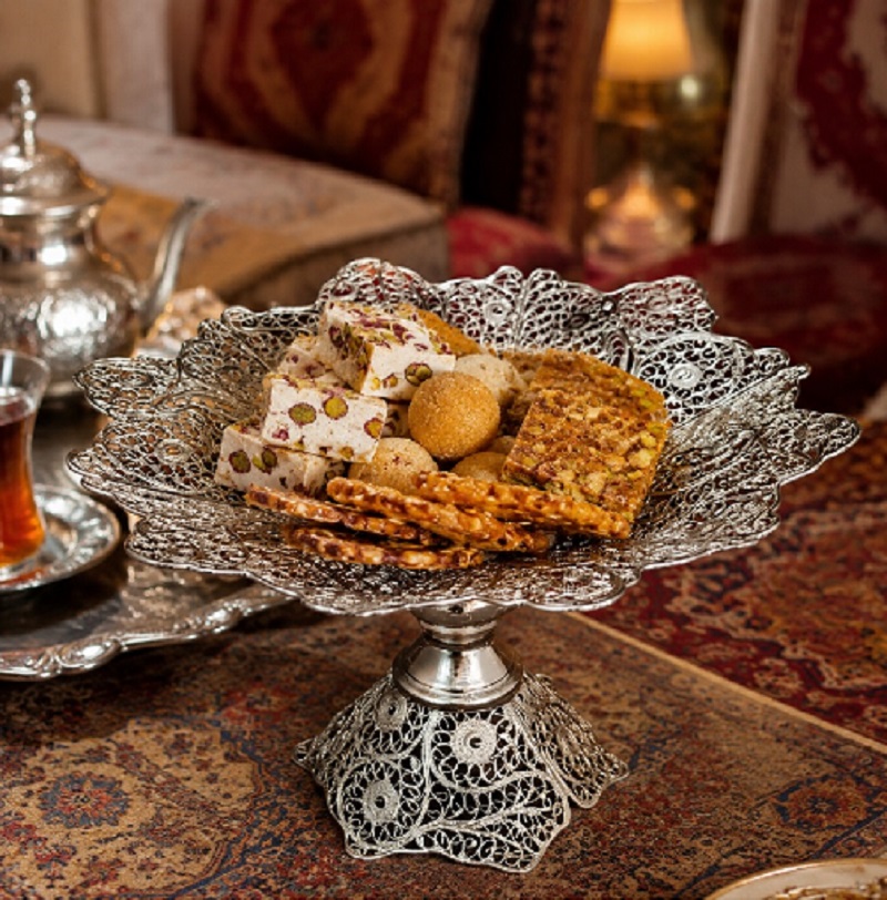 شیرینی ملیله کاری نقره23 شیرینی خوری لب دالبر ملیله کاری نقره 23 سانتی - Image 1