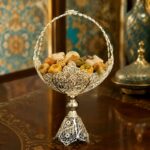 کشکول ملیله کاری نقره سایز 3 دسته پروانه پایه دار