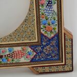 آینه خاتم کاری طرح گل و بلبل چهارگوش - Image 5