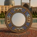 آینه خاتم کاری طرح چوگان گرد