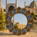 آینه خاتم کاری طرح اسلیمی با قاب خورشیدی