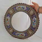 آینه خاتم کاری طرح گل و بلبل گرد - Image 4