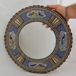 آینه خاتم کاری طرح گل و بلبل گرد - Image 6
