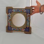 آینه خاتم کاری طرح گل و بلبل چهارگوش - Image 2