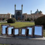 آینه مسی مدل الماس تراش طرح گل وبلبل - Image 2