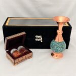 جعبه زعفران خاتم کاری به همراه گلدان فیروزه کوبی - تصویر 6