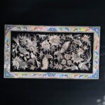 تابلوی قلم زنی به همراه قاب نقاشی گل و بلبل و خاتم کاری 50در 90 - تصویر 4